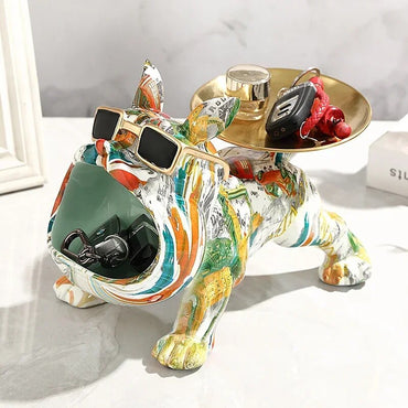 French Bulldog Statue Decor Storage Tray